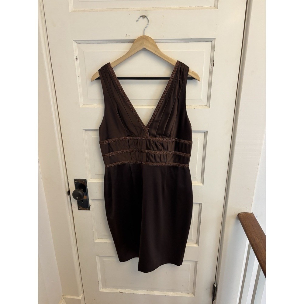Kay‎ Unger Vintage Women's Brown Silk Cocktail Sheath Dress Sleeveless Size 14